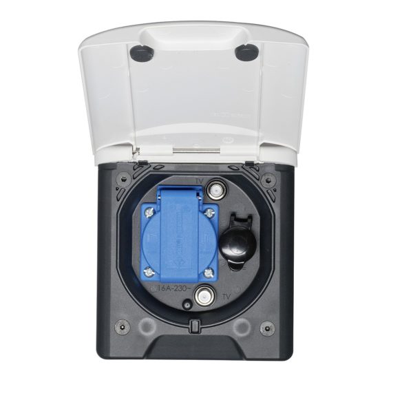 Външен панел за вграждане с изводи 220V; 12V и 2XSAT